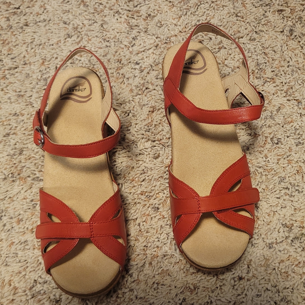Dansko Red Leather Sandals